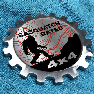 Sasquatch Rated 4x4 Metal Aluminum Badge Bedside Gear Emblem Aluminium
