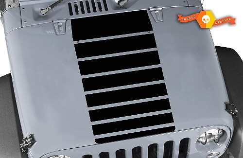 Blackout Strobe Stripe Hood  Vinyl Decal for Jeep Wrangler