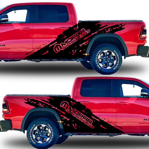 Pair Dodge Ram 1500 GT 2021+ Splash Grunge Mopar Supercharged Truck Vinyl Sticker Decal bed Graphic
