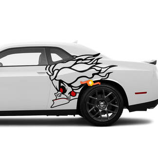 Pair Dodge Challenger Cruella de Vil SRT Scat Pack Side Rear Fender Decals Vinyl Graphics
