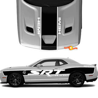 SRT Hemi Dodge Challenger Hellcat Side and Hood Decals Vinyl Graphics
