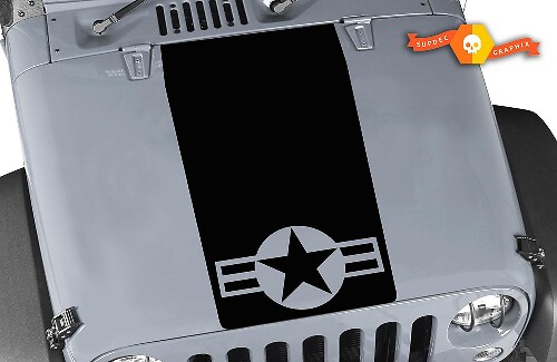USAF Star Blackout Hood Vinyl Decal for Jeep Wrangler TJ LJ JK Unlimited