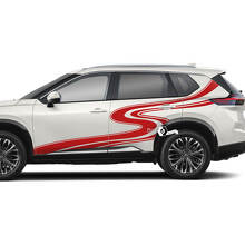 Pair Nissan Rogue Side Door Rear Fender Stripes Winding Road Sticker Decal Vinyl Graphic
 2