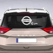 Nissan Logo with Topographic Lines Window Vinyl Decal Sticker Graphic
 3