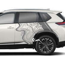 Nissan Rogue Topographic Map with Stripes Side Doors Vinyl Decal Sticker Graphic
 2