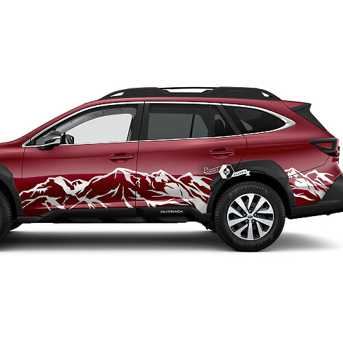 Suba Outback Side Doors Mountains Vinyl Sticker Decal Graphic

