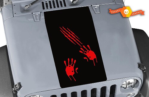 Zombie Attack Handprints Blackout Hood Vinyl Decal for Jeep Wrangler 