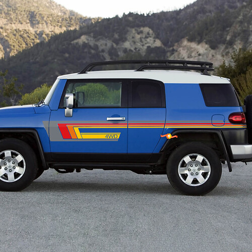 4WD Vintage Stripes Side Vinyl Decal Sticker for Toyota FJ Cruiser