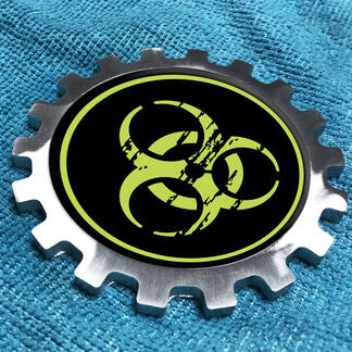 Lime Biohazard Distressed Logo Metal Aluminum Badge Bedside Gear Emblem Aluminium
 1