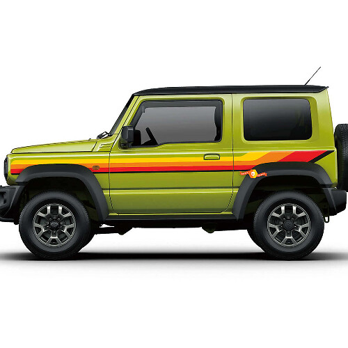 Vintage Retro Stripes Side Doors Decal Sticker Graphics 6 For Suzuki JIMNY Sierra