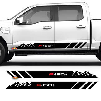 Pair Rocker Panel Mountains Stripes Body Decals Side Stickers Graphics Vinyl for Ford F-150 Lightning
