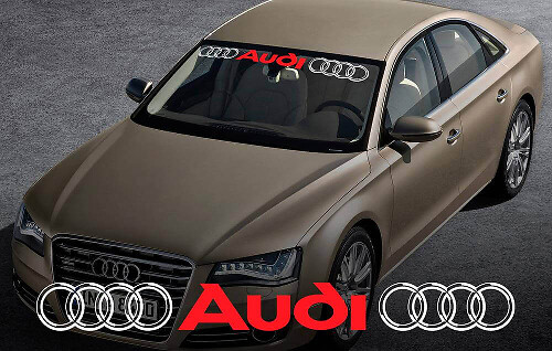 Audi with Rings Windshield Banner Vinyl Decal for Audi Vehicles