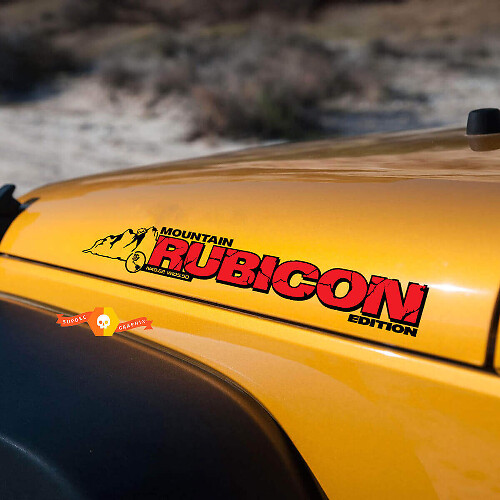 Rubicon Mountain Style Hood Side Vinyl Decal Kit for Jeep Wrangler 