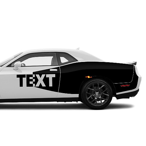 Custom Text Blackout Style Side Vinyl Decal Set for Dodge Challenger