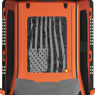 Roof Window American flag with Topographic Map Graphics fit to Ford F150 Raptor Vinyl Decal kit stripes
