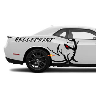 HUGE Dodge Challenger or Charger Hellelephant logo Side Decals Vinyl Graphics
 1