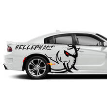 HUGE Dodge Challenger or Charger Hellelephant logo Side Decals Vinyl Graphics
 2