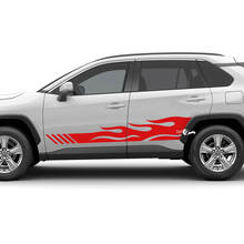 Side Racing Flame stripes Graphic Vinyl Decal Graphic Sticker fit to Toyota RAV4
 2