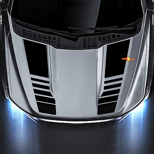 Dual Strobe Stripes Hood Vinyl Decal Set for Musclecar truck 2021+