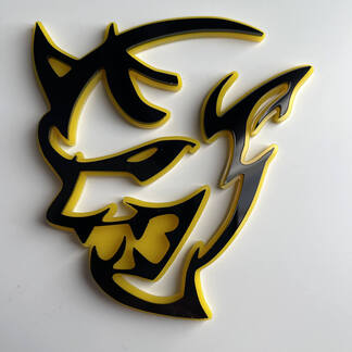 Custom 3D Badge Demon Dodge Charger Challenger logo Fender Badges Emblem Yellow vs Black
 1