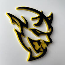 Custom 3D Badge Demon Dodge Charger Challenger logo Fender Badges Emblem Yellow vs Black
 2