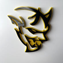 Custom 3D Badge Demon Dodge Charger Challenger logo Fender Badges Emblem Yellow vs Black
 5