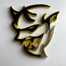 Custom 3D Badge Demon Dodge Charger Challenger logo Fender Badges Emblem Yellow vs Black
 6