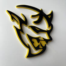 Custom 3D Badge Demon Dodge Charger Challenger logo Fender Badges Emblem Yellow vs Black
 7