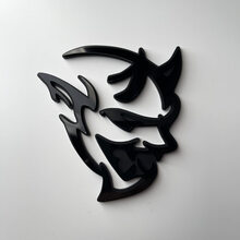 Custom 3D Badge Demon Dodge Charger Challenger logo Fender Badges Emblem Black vs Black
 2