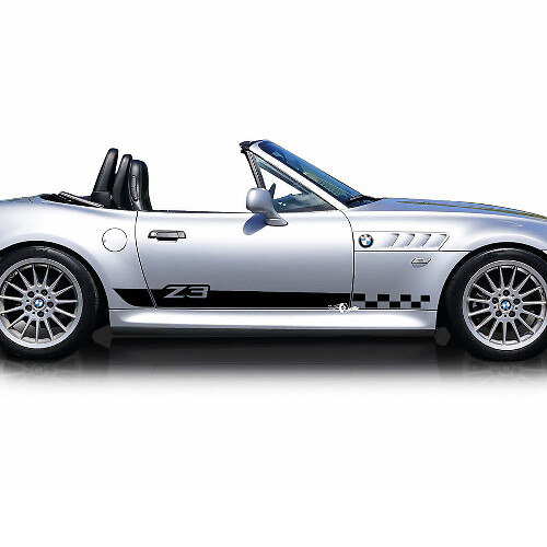 Z3 Logo Side Door Checkered Stripes Vinyl Decals Pair for BMW Z3
