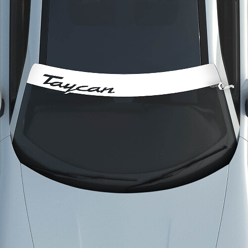 Porsche Taycan Logo Windshield with Background Stripes Kit Decal Sticker
