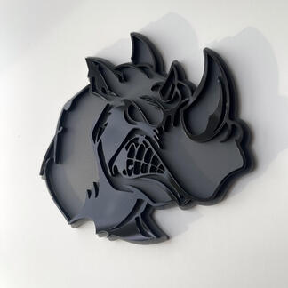 Custom 3D Badge Rhino Angry Black and Grey logo Fender Badges Emblem
