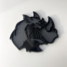 Custom 3D Badge Rhino Angry Black and Grey logo Fender Badges Emblem
 2