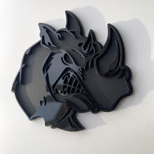 Custom 3D Badge Rhino Angry Black and Grey logo Fender Badges Emblem
 3