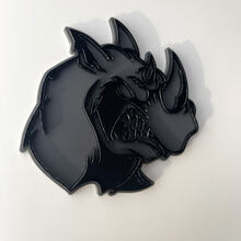 Custom 3D Badge Rhino Angry Black and Grey logo Fender Badges Emblem
 4