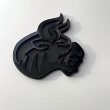 Custom 3D Badge Bull Angry logo Fender Badges Emblem Black and Black
 3