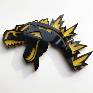 Custom 3D Badge Godzilla Angry logo Fender Badges Emblem
