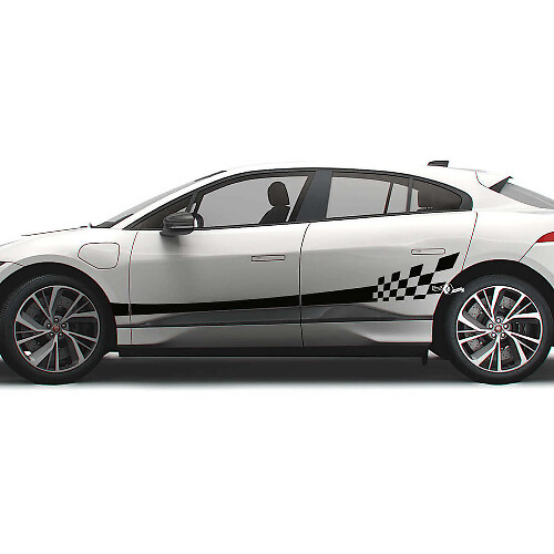 Flag Side Checkered Graphics Doors Decal Stripe Sticker For Jaguar I-Pace