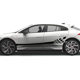 Jaguar I Pace Side Checkered Stripe Graphics Doors decal Logo Lines sticker
 1