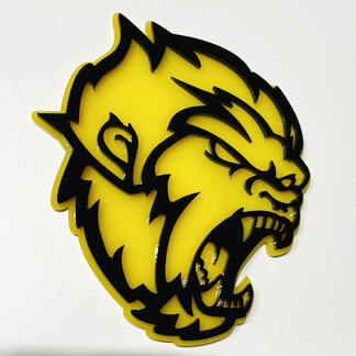 Angry Yeti Sasquatch Bigfoot 3D Badge Gloss Yellow vs Gloss Black Fender Badges Emblem
