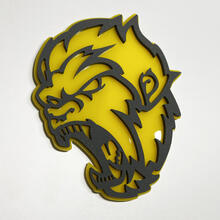 Angry Yeti Sasquatch Bigfoot 3D Badge Grey vs Yellow Fender Badges Emblem
 2