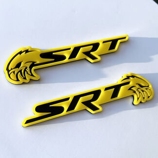 SRT Trackhawk 3D Badge Gloss Yellow vs Gloss Black Fender Badges Emblem
 1