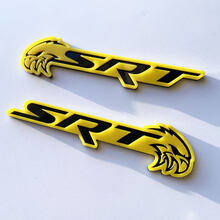 SRT Trackhawk 3D Badge Gloss Yellow vs Gloss Black Fender Badges Emblem
 2