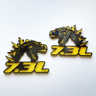 Godzilla 7.3L MEGAZILLA Ford Performance 7.3L 3D Badge Black vs Yellow Fender Badges Emblem
 1