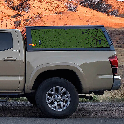 Topographic Map Truck Cap Vinyl Decal for Toyota Tacoma