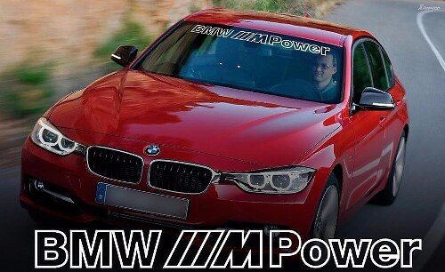 BMW M Power Style Outline Windshield Banner Vinyl Decal for BMW