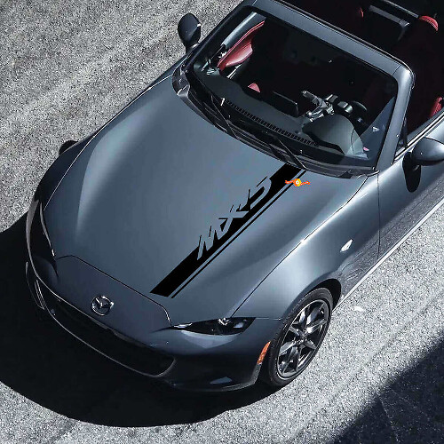 Dual Branded Stripes Hood Vinyl Decal Sticker for Mazda MX-5 Miata