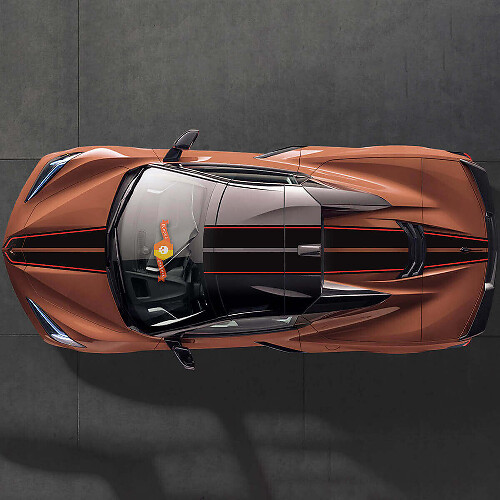 Chevrolet Corvette C8 Stingray Eray Z06 Models Hood Roof Rear Stripes Corvette Full-Length Dual Sticker Decal Stripes
