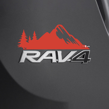 Mountains Trees Decal Sticker Over Rear Toyota Rav4 Badge
 2