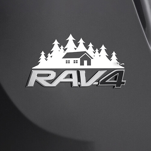 Mountains House Decal Sticker Over Rear Toyota Rav4 Badge
 1